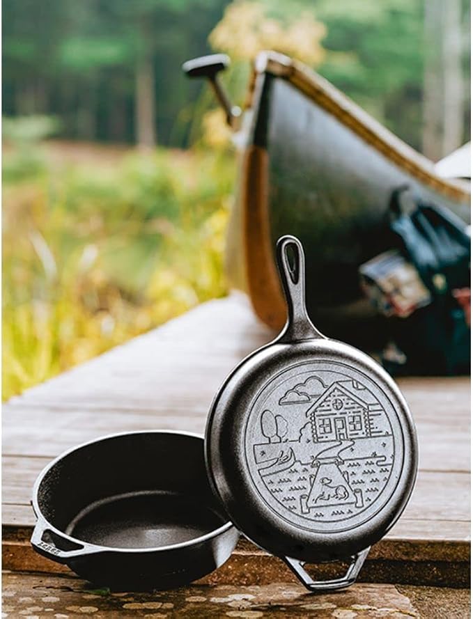 Lodge Cast Iron Wanderlust Series, Cabin Combo Cooker, 3.2 Quart