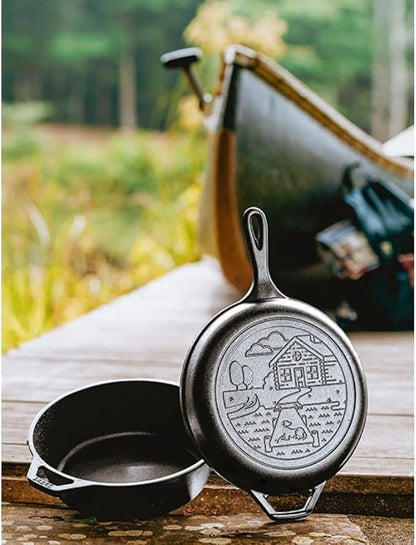 Lodge Cast Iron Wanderlust Series, Cabin Combo Cooker, 3.2 Quart