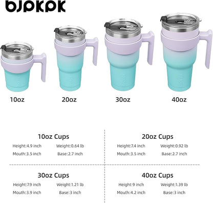 BJPKPK 10 oz Tumbler With Handle And Straw Stainless Steel Insulated Tumbler Cups For Water Or Ice Coffee,Lavender Green