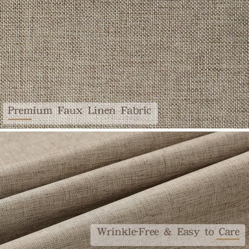 Furlinic Fabric Shower Curtain No Hook Scalloped Greige Waterproof 72x75