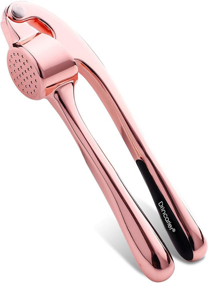 Kitchen Garlic Press, Rust Proof & Dishwasher Safe Garlic Mincer, Durable Garlic Crusher, Easy to Clean and Squeeze, Rose