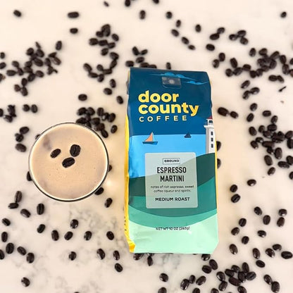Door County Coffee Espresso Martini Flavored Ground - Medium Roast - 10 oz Bag - 100% Specialty Grade 1 Arabica