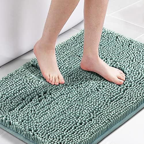 H.VERSAILTEX Bathroom Rug Shag Shower Mat Machine-Washable Plush Bath Mats with Water Absorbent Soft Microfibers, 20" W x 32" L, Eggshell Blue