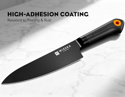 Knife Set, WIZEKA 15 Pieces Knife Sets for Kitchen with Block, Dishwasher Safe Kitchen Knife Set, Extremely sharp Stainless Steel Knife Block Set, Dark Vision Series
