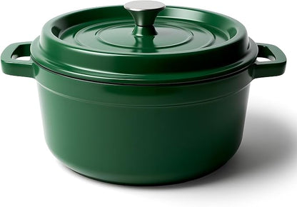 6.5 Quart Dutch Oven Pot with Lid, Non Stick Enameled Cast Iron Dutch Oven for Bread Baking, Heavy-Duty, Oven Safe Ceramic Cookware Up to 500°F for Baking, Braising, Stews, Roasting, Green