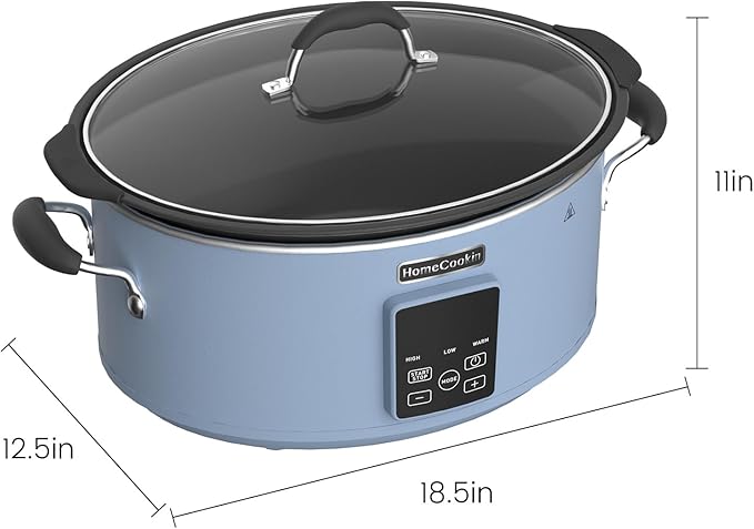 HOMECOOKIN Slow Cooker, Extra Large 10 Quart Programmable Slow Cookers with Timer, Dishwasher Safe Glass Lid & Crock, Kitchen Appliance for Families and Gatherings, Blue