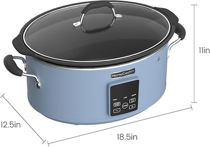 HOMECOOKIN Slow Cooker, Extra Large 10 Quart Programmable Slow Cookers with Timer, Dishwasher Safe Glass Lid & Crock, Kitchen Appliance for Families and Gatherings, Blue