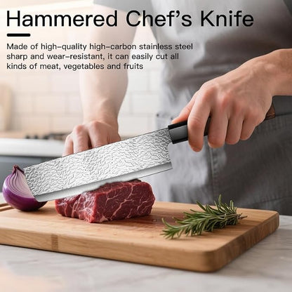 Chef Knife,12" Professional Kitchen Knife for Cooking,Made of Stainless Steel,Ultra Sharp for Cutting food,with Ergonomic Handle,for Home & Restaurant Brown
