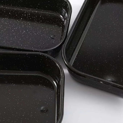 3-Pack Turkey Roasting Pans for Ovens Cake Roaster Pan Set Deep Lasagna Baking Pan,17/15/13Inch Spotted Enamel Steel Vessel Used for Dinners Cooking Safe Easy to Clean Bakeware Merry Christmas Gift