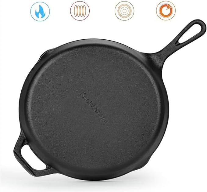 Cast Iron Skillet 3-Piece Set, Heavy-Duty Professional Restaurant Chef Pre-Seasoned Cookware Set, 6", 8", 10" Pans with Silicone Hot Handle Holder For Frying, Saute, Cooking, Oven, Grill