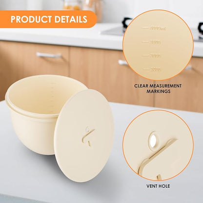 Silicone Bowl Liners for KitchenAid 4.5 Qt Tilt-Head Mixer, Silicone Bowl Insert for KitchenAid 4.5 Quart Mixer, Included 3 Liners with 3 Lids (For 4.5 Qt Tilt-head)