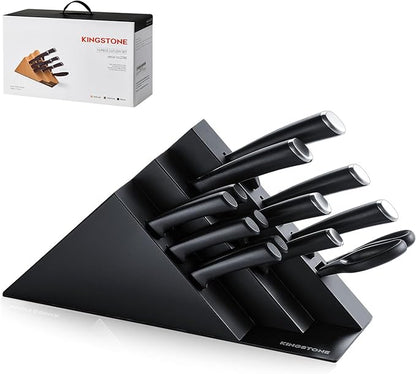 KINGSTONE 14-Piece Kitchen Knife Set with Block, High-Carbon Stainless Steel Knives Set, Ergonomic Non-Slip Handle, Professional Knife Set for Kitchen for Home Cooking & Gifting, Black