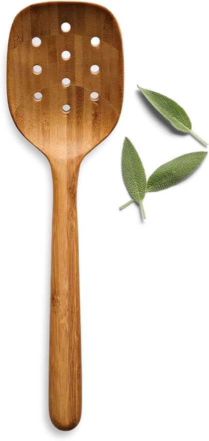 EVA SOLO | Nordic Kitchen Perforated Ladle Bamboo | Ideal for Straining and Serving Pasta and Vegetables | Natural & Eco-friendly Alternative to Plastic | Bamboo