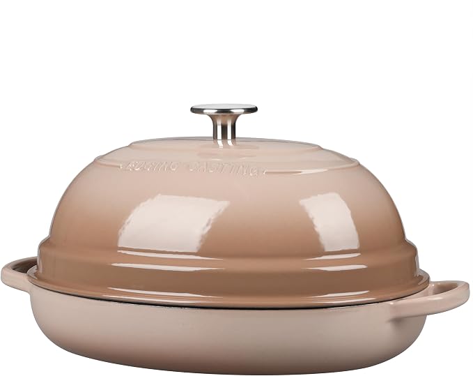EDGING CASTING Enameled Oval Cast Iron Dutch Oven Pot with Lid, Bread Dutch Oven for Sourdough Bread Baking, Dutch Oven Bread, Bread Oven, 6QT, Mocha