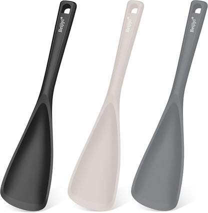 Beijiyi Silicine Cooking Spoons for Nonstick Cookwares, 3 Pack, 12.6 in | Sturdy, BPA-Free, Heat Resistant, One-Piece, Multifunction Spatula Spoon, Great for Cooking, Serving, Scooping, and Stirring