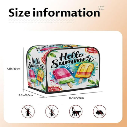 Summer Ice Cream Toaster Cover 2 Slice Wide Slot Washable Kitchen Appliance Covers Fingerprint Bread Machine Dust Cover Small Toaster Oven Accessories Covers Bread Maker Bag Women Gift