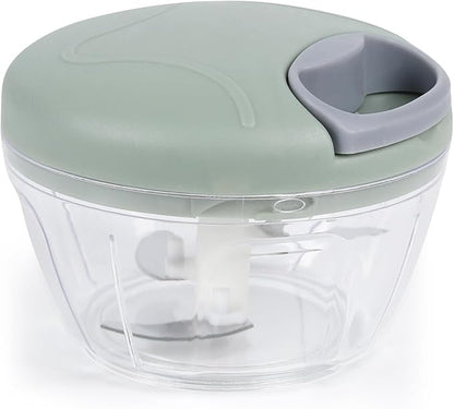 LGURT Manual Food Chopper, Garlic Chopper with Container, Vegetable Kitchen Cutter, Pull-String Hand Food Processor Sharp Blades Mincer Shredder for Cutting Onions Chili Ginger Herbs (Green, 500ml)