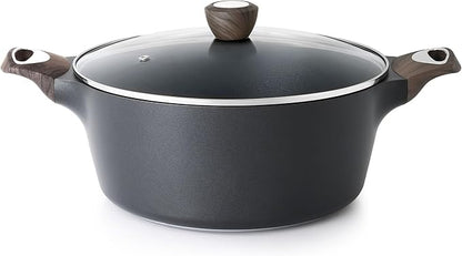 SENSARTE Nonstick Stock Pot with Lid, 2.6/4.5/6.6/8.5/11 QT Soup Pot Casserole Pot, Healthy Pasta Pot, Large Deep Cooking Pot, Big Sauce Pot Stew Pot, Induction Compatible, PFOA PFOS APEO Free, Black