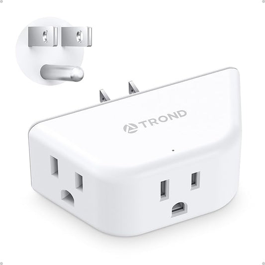 TROND Outlet Extender, 3-Prong Grounded Wall Plug Splitter, 3 Way Angled Outlet Adapter, ETL Listed, Cruise Ship Essentials, Plug Expander with 3 Electrical Sockets for Bathroom, Kitchen, White