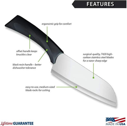 Rada Cutlery Anthem Series Cook’s Knife (W434), 6.5" Stainless Steel Blade, Black Handle, Pack of 2