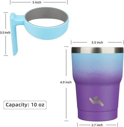 Konokyo 10 oz Tumbler with Handle and 2 Straw 2 Lid, Insulated Water Bottle Stainless Steel Vacuum Cup Reusable Travel Mug,Ocean Dream