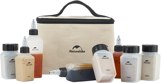 windhike Naturehike PP 6/8 Pcs-Set Travel Spice Containers, Camping Spice Kit with Separable Storage Bag, Portable Anti-leakage Design Spice Condiment Dispenser for Picnic BBQ Backpacking Hiking (8)