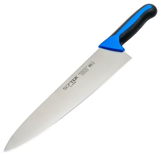 Sof-Tek, 10" Cook's Knife, Soft Grip Handle,Silver/Black/Blue