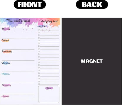 60 Sheets Weekly Meal Planner for Fridge, 7x10" Grocery List Magnet Pad for Fridge Undated Menu Planner with Tear off Shopping List for Meal Planning and Convenient Shopping, Colorful Ink