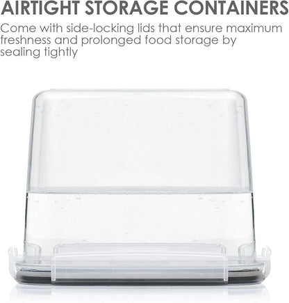 Vtopmart Food Storage Containers 3.3 quart / 3.6L, 4 Pieces BPA Free Plastic Airtight Canister for Flour, Sugar, Baking Supplies, with 4 Measuring Cups and 24 Labels,Black