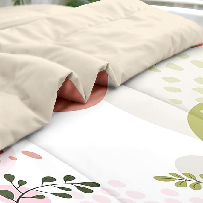 Pamnest Comforter Set Full Size, Tropical Leaves 7 Pcs Bedding for Kids and Adults, Colorful Bed Sheet Sets with Fitted Sheet 2 Pillowcase & 2 Sham for Bedroom Bed Decor
