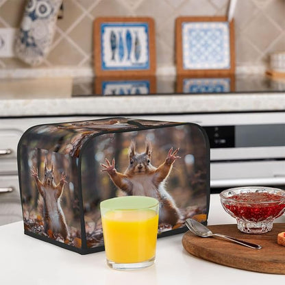 Animal Squirrel Toaster Cover 2 Slice Wide Slot Washable Toaster Covers | Funny Art Dust and Fingerprint Protection Bread Maker Covers for Kitchen Accessories Decor Bakeware Women Gift