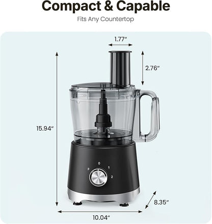 OLIXIS Food Processor 10.5 Cups, 600W Powerful Food processors with 5 Blades, Dishwasher Safe Meat Grinder for Slicing, Shredding, Chopping, Kneading, for Meat, Vegetables, Fruit, Dough