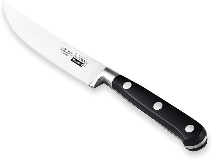 Cooks Standard Classic Cutlery Steak Knives Set, High Carbon Stainless Steel, Ergonomic Handle, 6-Piece, Black