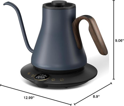 Cocinare Barista Collection Gooseneck Electric Kettle, ±1℉ Precise Temperature Control for Pour-Over Coffee & Tea, Quick Heating 1500W, Stainless Steel Interior, 0.9L (Picasso Blue)