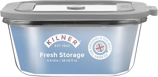 Kilner Fresh Storage 0.8 Litre Airtight Glass Container Durable Leakproof Lid with Vacuum Seal for Food Storage Leftovers Snacks Meal Prep Batch Cooking