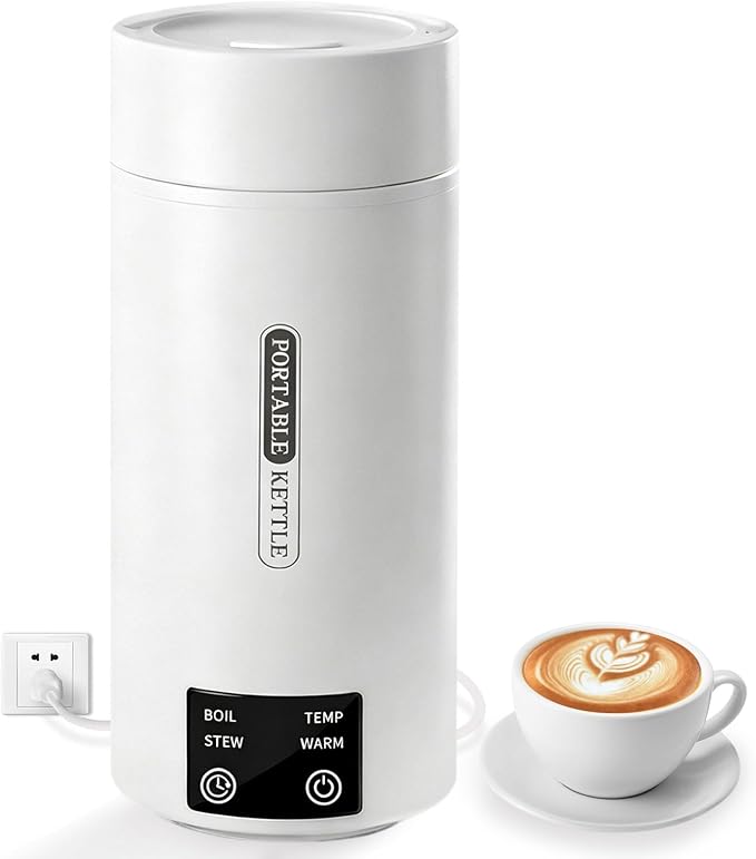 Travel Electric Kettle 800mL Portable Kettle with Automatic Shut Off & 9 Temperature Control for Hot Water/Tea/Coffee/Milk, 304 Stainless Steel Water Boiler