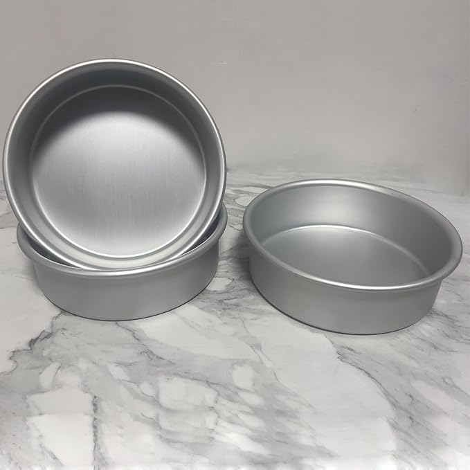 6 x 2 Inch Round Cake Pans Set of 2, Aluminum Round Cake Tin, Baking Cake Pan for Wedding, Party, Family Occasions, Chocolate, Bread. (Round, 6×2 Round Cake Pan, Set of 3)