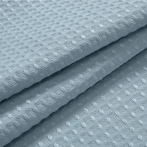River Dream Heavyweight Waffle No Hook Shower Curtain with Liner,Blue,54x80