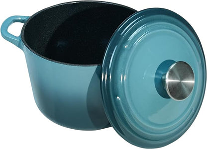 Flavehc Dutch Oven Pot with Lid 1.8 Qt Cast Iron Dutch Oven for Bread Baking, Slateblue Enameled Cast Iron Rice Pot, Small Deep Dutch Oven for Rice, Beans & Side Dishes