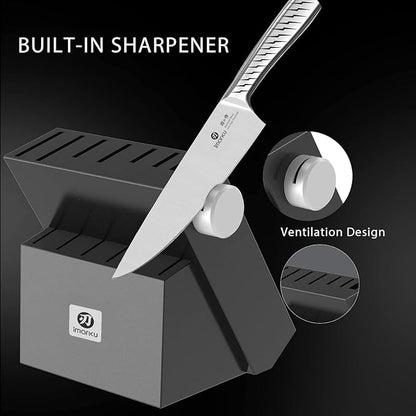 imarku® Knife Set,14-Piece Knife Sets for kitchen with block,Premium One-Piece Kitchen Knife Set with Sharpener,High Carbon Stainless Steel Knives Set for Kitchen,Dishwasher Safe,Black