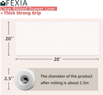 FEXIA Shelf Liners for Kitchen Cabinets Non-Slip Drawer Liner 20 Inches x 20 FT Waterproof & Oil-Proof Non Adhesive Durable Material Fridge Liner for Shelves
