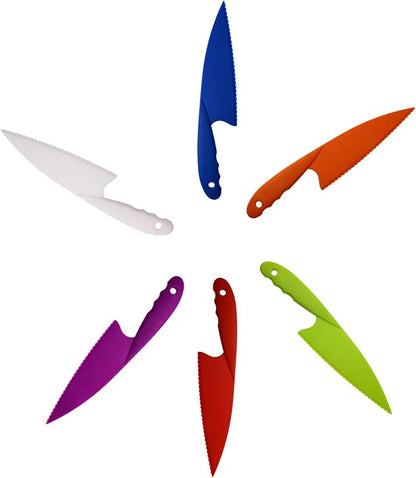 PENTA ANGEL 6 Colors Plastic Kitchen Knife Set Nylon Knife Children Safety Cooking Chef Knives for Fruit Lettuce Vegetable Salad Bread (6 Colors)