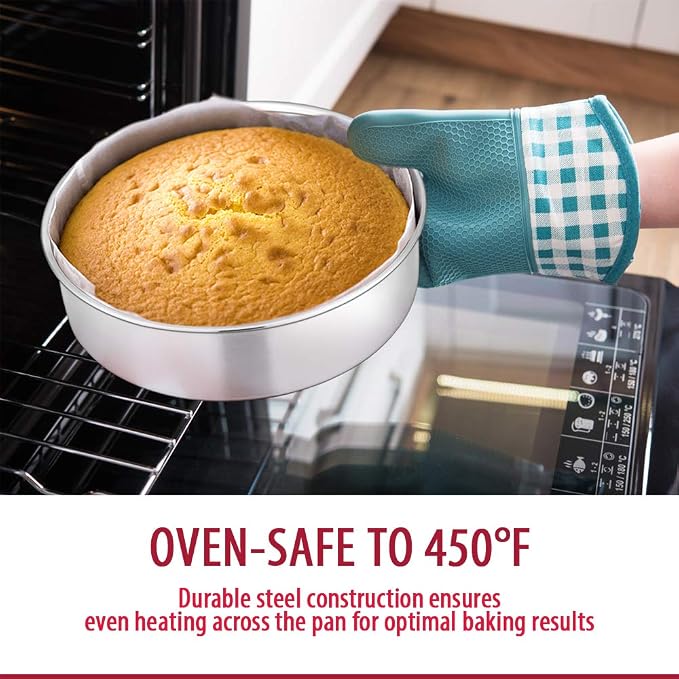 E-far Cake Pan Set of 3 (4 inch/6 inch/8 inch), Stainless Steel Small Round Layer Cake Baking Pans, Perfect for Tier Smash Cake, Non-Toxic & Healthy, Mirror Finish & Dishwasher Safe