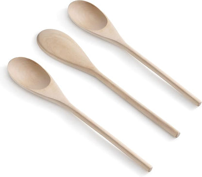 New Star Foodservice 42603 Classic Wood Kitchen Spoons Mixing Spoons, Birch Wood, Set of 3