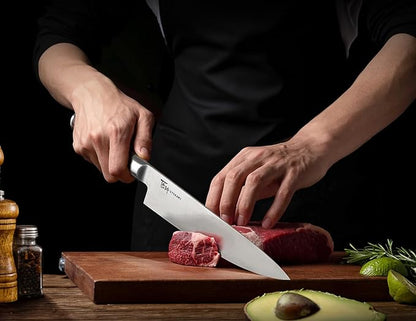 SYOKAMI Japanese Chef Knife, 8 Inch Ultra Sharp Professional Kitchen Knife, High Carbon Stainless Steel Cutting Knife With Ergonomic Wood Handle, House Warming Gifts