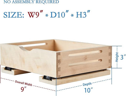 Fully Assembled Drawer Wood Pull Out Tray Drawer Box Kitchen Cabinet Organizer, Cabinet Slide Out Shelve, Wooden Pull-Out Shelf (9" W×10" D×3" H)