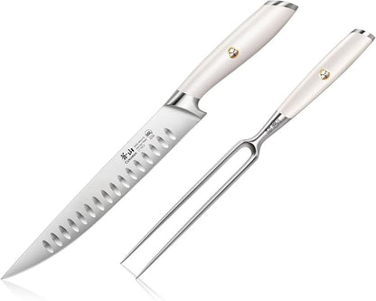 Cangshan L1 Series 1026962 German Steel Forged 2-Piece Carving Set, White