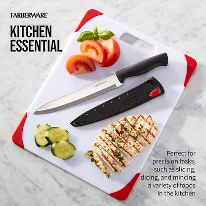 Farberware Edgekeeper Slicing Knife with Self-Sharpening Blade Cover, 8 Inch, Black