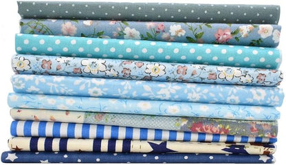 10pcs 12 x 12 inches (30cmx30cm) Print Blue Series Fabric Bundle Squares Patchwork DIY Sewing Scrapbooking Quilting Pattern Artcraft