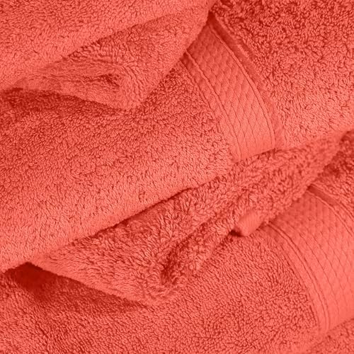 SUPERIOR Egyptian Cotton Ultra Plush & Absorbent, 12 Piece Set, Coral